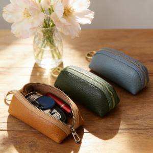 Étuis à clés de voiture <span class=keywords><strong>en</strong></span> cuir PU de haute qualité, motif litchi, portables, durables, grande capacité, fermeture éclair, pochette de rangement quotidienne - Product Image 1