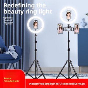 Lampe annulaire portable pour diffusion en direct, support de téléphone, éclairage d'appoint pour influenceurs, photographie de selfie, vidéo beauté, contrôle par bouton - Product Image 1