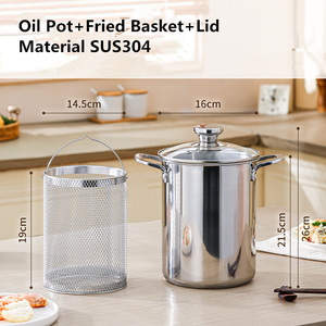 Ménage SUS304 <span class=keywords><strong>Friteuse</strong></span> Marmite avec Passoire 4.5L Récipient à Graisse Maille Métallique <span class=keywords><strong>Panier</strong></span> Frit Avec Couvercle Ustensiles <span class=keywords><strong>De</strong></span> Cuisine - Product Image 4
