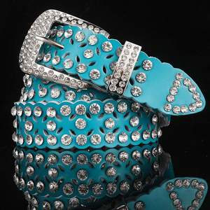 Cinturón de PU y Plástico para Mujer <span class=keywords><strong>Simon</strong></span> BB con Hebilla de Aleación, Diseño al por Mayor con Incrustaciones de Cuero y Aberturas - Product Image 3