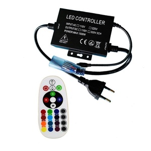 Dải Đèn <span class=keywords><strong>Led</strong></span> Điện Áp Cao Bộ Điều Khiển RGB Không Dây Bộ Điều Chỉnh Độ Sáng Điều Khiển Từ Xa IR RGB <span class=keywords><strong>Led</strong></span> 220V 110 W AC 1500 V - Product Image 1