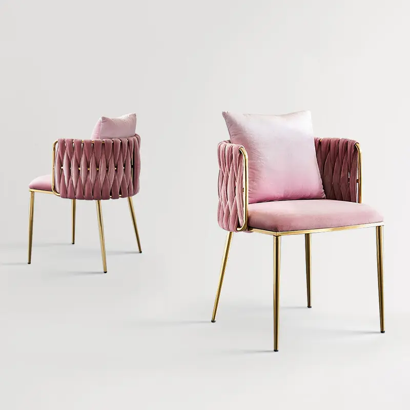 Chaise longue moderne dorée claire luxe nordique pas cher vente en gros chaise de canapé en métal maison loisirs meubles d'appoint chaises de salon