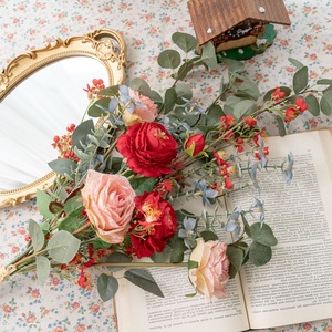 CallaFloral Ramo de Rosas Artificiales de Tela Plástica Tejida para Decoración del Hogar y Bodas CF02141 - Product Image 1