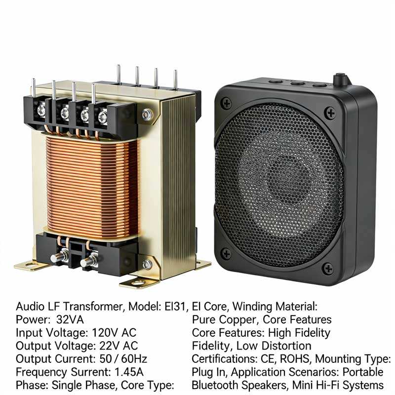 Transformador de audio LF EI31 32VA 120V 22V 50Hz 60Hz CE ROHs