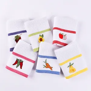 Personalized Embroidery Logo Wipe Hand Kitchen Towels Soft And Waffle Design Cotton Tea Towels