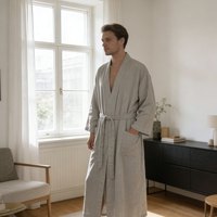 Peignoir personnalisé en chanvre 100% doux et respirant pour le printemps et l'été, idéal pour la maison