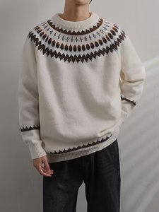 <span class=keywords><strong>Pull</strong></span> en maille jacquard tendance pour homme, style coréen, polyvalent, décontracté, respirant à l'avant, idéal pour le <span class=keywords><strong>printemps</strong></span> et Noël, nouveauté - Product Image 5