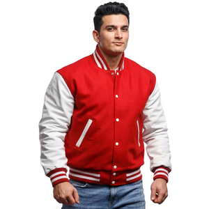 Vestes universitaires unisexes pour homme, manches en cuir, logo personnalisé, veste de baseball en chenille pour homme - Product Image 1