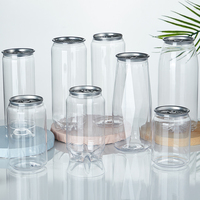 Bouteille de boisson populaire Transparent en plastique PET en aluminium personnalisé pour animaux de compagnie peut pot de boisson en plastique