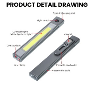 Pointeur laser multifonction avec lampe torche, règle et pince, rechargeable, lampe stylo LED pour usage extérieur - Product Image 4