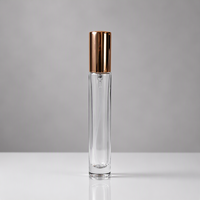 Flacon de parfum en verre transparent de 10 ml et 15 ml, flacon d'échantillon de parfum portable avec bouchon noir et doré pour les voyages