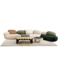Ensemble de canapés modernes italiens en bouclette, design créatif, modulaire et incurvé, idéal pour salon de beauté, bureau, réception, maison, salon.
