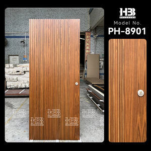 باب داخلي أمريكي حديث للمنازل، مصنوع من الخشب الصلب لغرف النوم، مُنهى بتصميم خطوط عمودية، باب مسطح - Product Image 3