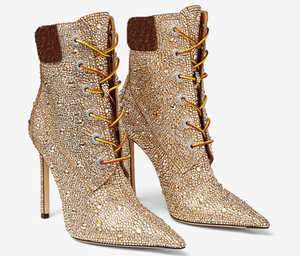Stivaletti da bambina in pelle luccicante oro luccicante in Suede <span class=keywords><strong>con</strong></span> cristalli di lusso Sexy <span class=keywords><strong>con</strong></span> <span class=keywords><strong>tacco</strong></span> alto stivali da donna stivaletti da donna - Product Image 3
