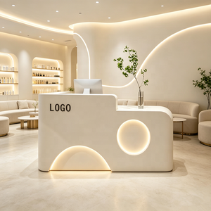 <b>Small</b> European Design Solid Wood Reception <b>Desk</b> for Beauty Salon Barber Shop Hospital Cashier Front Store Front <b>Desk</b> - Product Image 1