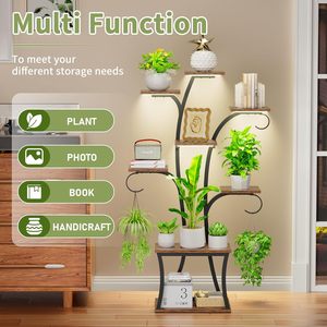 Nhà Máy Giá 2025 Kim Loại Mới Trong Nhà & Ngoài Trời 6 Tier Hoa Giá Thơm Nhà Máy Đứng Với Phát Triển Đèn Kim Loại Bằng Gỗ Nhà Máy Kệ - Product Image 5