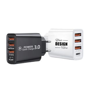 Adaptador de Cargador USB-C Multipuerto Personalizado de 25 W, Carga Rápida PD y QC para iPhone 12-16, Samsung S24-S22, Enchufe Europeo - Product Image 1