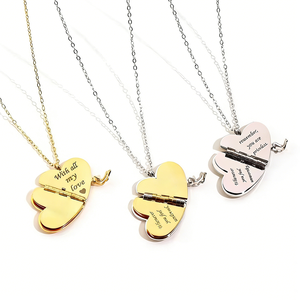 Kalung Rantai Buku Bentuk Hati dari Baja Anti Karat dengan Logo Kustom, Kerajinan Tangan, Panjang Dapat Disesuaikan, Hadiah Ulang Tahun - Product Image 3