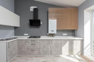 Mueble de Cocina Integrado con Diseño Moderno Personalizado, Mueble de Trabajo de Madera MFC, Encimera de Cuarzo o Mármol, Almacenamiento para Estufa, Fregadero - Product Image 4