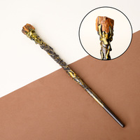 Baguette Magique en Cristal Naturel, Baguette de Sorcière en Bois Faite à la Main avec Fil de Cuivre Enroulé et Pierre Précieuse Brute en Tête, Accessoire de Cosplay pour Halloween, Cadeau