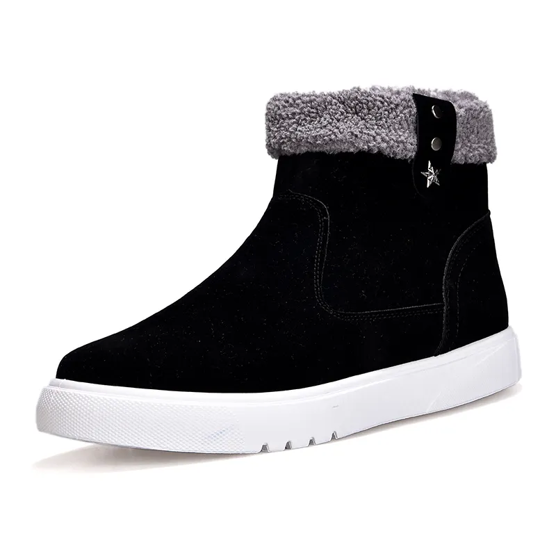 2023 Latest Design Slip-on Pure Color Ankle Boots Wholesale Fashion Warm Winter Snow Boots for Men