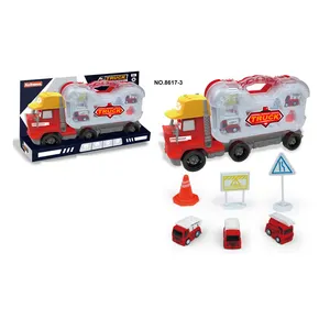 Children Plastic Storage Box Alloy Car Toy Diecast Fire Truck