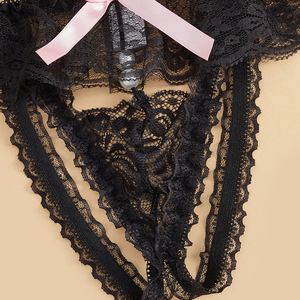 Ding Zhi Mei String en dentelle noir transparent, lingerie féminine taille basse, sous-vêtements sexy - Product Image 4