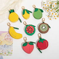 Petits pendentifs mignons à suspendre, porte-monnaie en cuir PU imperméable en forme de fruit, porte-clés, étui pour écouteurs, pendentif porte-clés