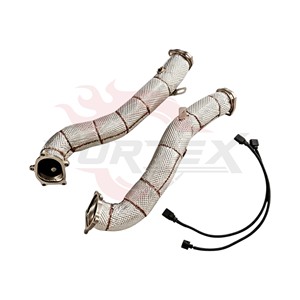 Tuyau d'échappement avant Vortex Heat Shielded Downpipe compatible avec Audi S7 S6 C7 4.0T Performance Racing Exhaust - Product Image 2