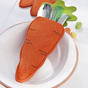 Easter Spring Holiday Accents Easter Carrot-<strong>Shaped</strong> Felt Utensil Bags Easter Carrot Silverware <strong>Holders</strong> - Product Image 2