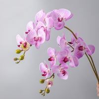 Orchidée Papillon Artificielle Haut de Gamme 100cm à 8 Têtes, Effet Soie Hydratée, Toucher Réel, Fleur Décorative