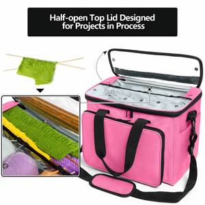 Large Yarn Tote Organizer <b>Knitting</b> <b>Storage</b> Holder for Yarn Hooks & Accessories Portable Craft Carryall for Crocheting Lovers - Product Image 4