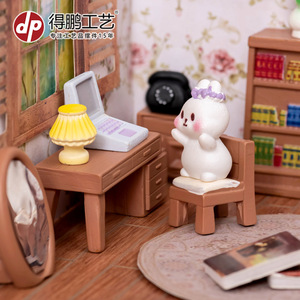 Dp <b>Miniature</b> Retro Study Room Furniture Set Resin Dollhouse Decorations For Desktop Ornaments - Product Image 4