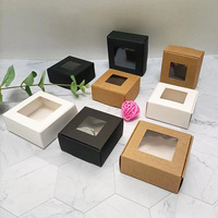 Boîte de papier kraft bon marché brun/noir/blanc carton boîtes d'emballage à fenêtre transparente pour savon boîtes à bonbons de mariage