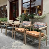 Chaise de salle à manger MULIGNA en bois massif japonais pour café, restaurant, salon, fauteuil lounge avec accoudoirs en bois