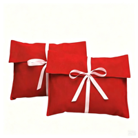 Pochette en velours pour extensions capillaires avec ruban, sac d'emballage cadeau en velours imprimé avec logo personnalisé