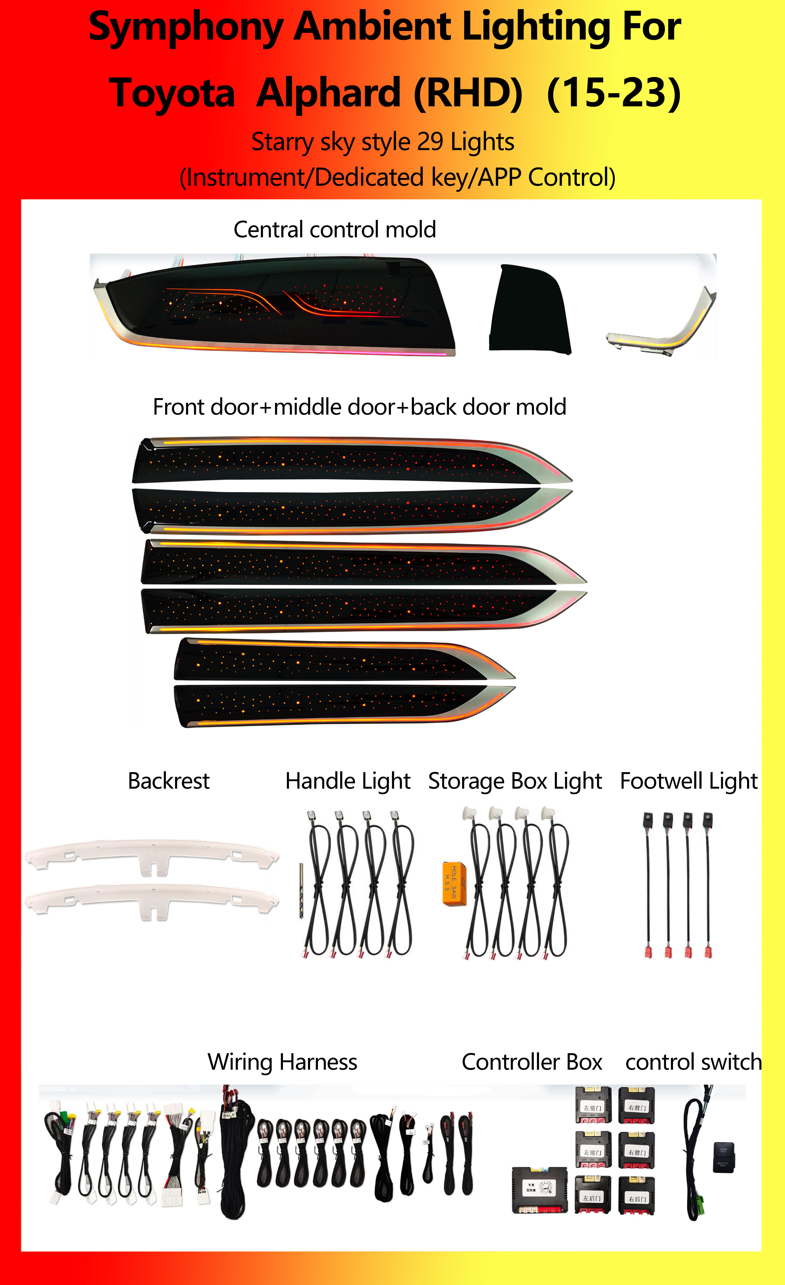 Toyota Alphard (RHD) Estilo cielo estrellado Sinfonía 29 Luces