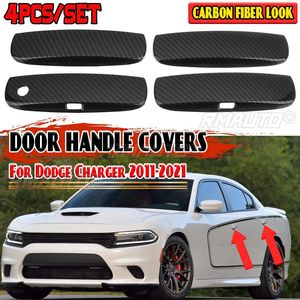 DH0412BK Cubiertas Decorativas para Manijas de Puerta Exteriores de Automóvil, Aspecto Negro/Fibra de Carbono, 4 Unidades, para Dodge Charger 2011-2021 - Product Image 1