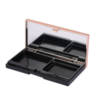 H084 Boîtier vide de luxe en plastique noir magnétique rectangulaire pour poudre compacte pressée avec miroir couleur nude Prix