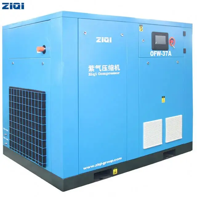 ZIQI OFW-37A düşük fiyat yağsız hava kompresörü 8Bar 37 Kw 50 Hp Fix hız su yağlayıcı gıda ve Metal sanayi için