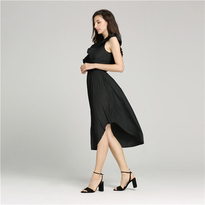 2020 Primavera Verano Popular negro mujer vestido tela de memoria cóctel vestido largo casual vestido para las mujeres - Product Image 2