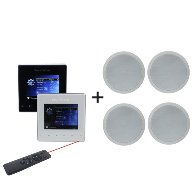 Bluetooth Home Audio System 4*25W Home Theater Wall Amplifier with 4 PCS 6'' Ceiling Speaker