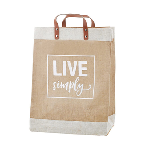 Trung bình tùy chỉnh in logo thiết kế nhiều lớp đay Vải Bố mua sắm Tote Bag với da xử lý tái sử dụng - Product Image 5