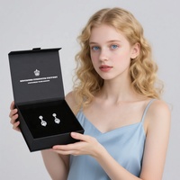 Boîtes d'emballage en carton noir de luxe Boîtes cadeaux magnétiques pliantes avec fermeture magnétique Logo personnalisé pour bijoux collier boucles d'oreilles