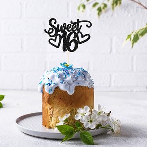 1 Chiếc Phích Cắm Tiệc Bánh Sinh Nhật Vui Vẻ Thứ 16 Màu Xanh Dương Lấp Lánh Đồ Trang Trí Làm Bánh Cho Bé Trai Bé Gái - Product Image 6