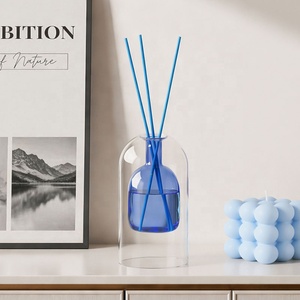 Bouteille diffuseur à roseaux en verre bleu à double paroi 165 ml, vide, pour diffuseur d'arômes, vase décoratif pour la <span class=keywords><strong>maison</strong></span>, conteneur de parfum, cadeau décoratif - Product Image 1