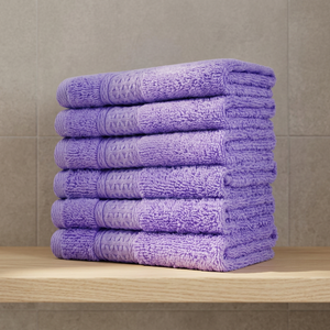 Ensemble de serviettes de bain en coton éponge de qualité supérieure certifié Eco-Tex, motif floral violet, rectangulaires, tissées, pour usage hôtelier, taille adulte - Product Image 1