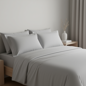 Viasoft <b>Grey</b> <b>King</b> <b>Size</b> Sheet <b>Set</b> 400Tc 100% Cotton Wrinkle Free Modern Home <b>Bedding</b> - Product Image 2