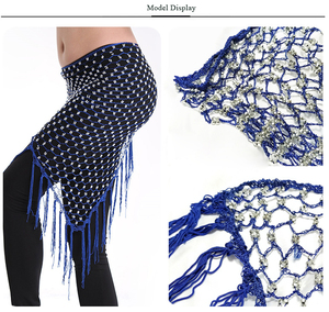 Buikdans Driehoek Riem Kleding Accessoires Stretchy Net Gehaakte Kralen Shawl Kralen Buikdans Hippe Sjaal - Product Image 6