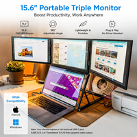 Monitor Triple de 15.6 Pulgadas FHD IPS, Extensor de Pantalla para Portátil, 16.7 Millones de Colores, Alto Brillo, Plug and Play para Windows, Mac y Escritorio